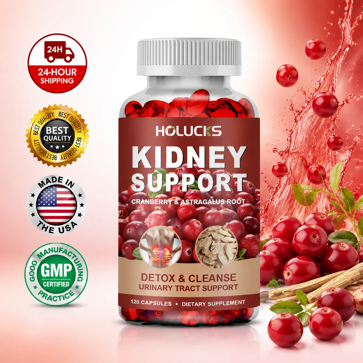 Health Wellness Usa - Doğal Böbrek Temizleme Kapsülleri, Kızılcık ve
